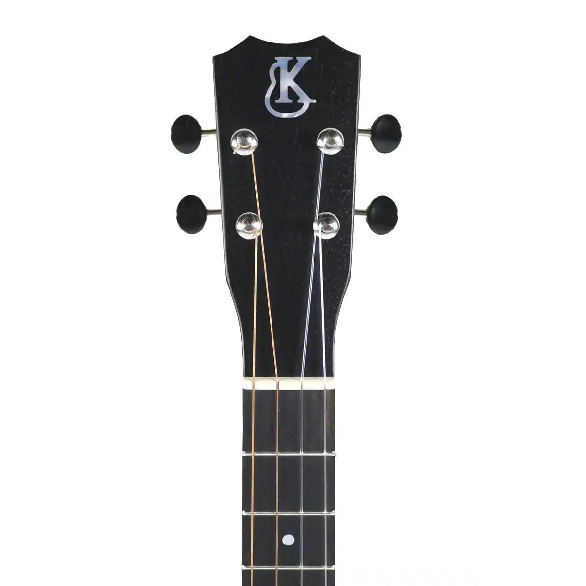 Example photo: an earlier Kanile'a D-1 Natural baritone, Crown headstock with mother-of-pearl logo and chrome open-geared tuners