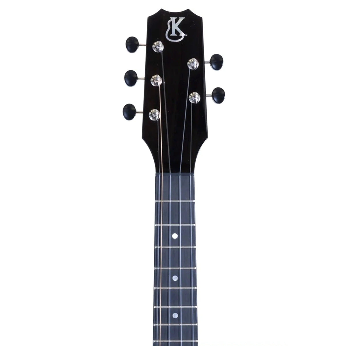 Example photo: an earlier Kanile'a D-1 Pro 5-string super tenor, ebony Crown headstock with five open-geared tuners
