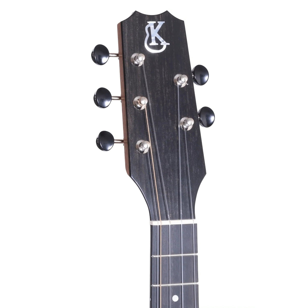 Example photo: an earlier Kanile'a D-1 Natural 5-string tenor, Crown headstock with five chrome open-geared tuners