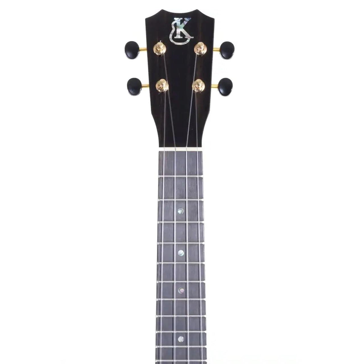 Example photo: an earlier Kanile'a ISL Core concert, serial 29138, ebony Crown headstock with Paua abalone logo and gold tuners