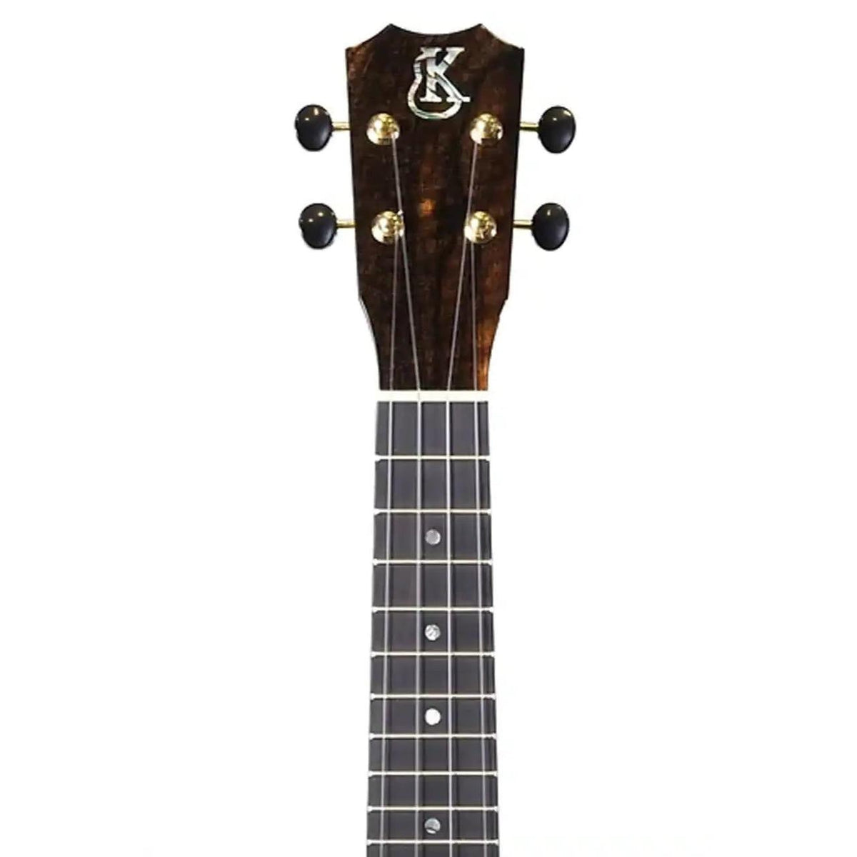 Example photo: an earlier top-grade Kanile'a ISL soprano, serial 28665, ebony Crown headstock with Paua abalone logo and gold tuners