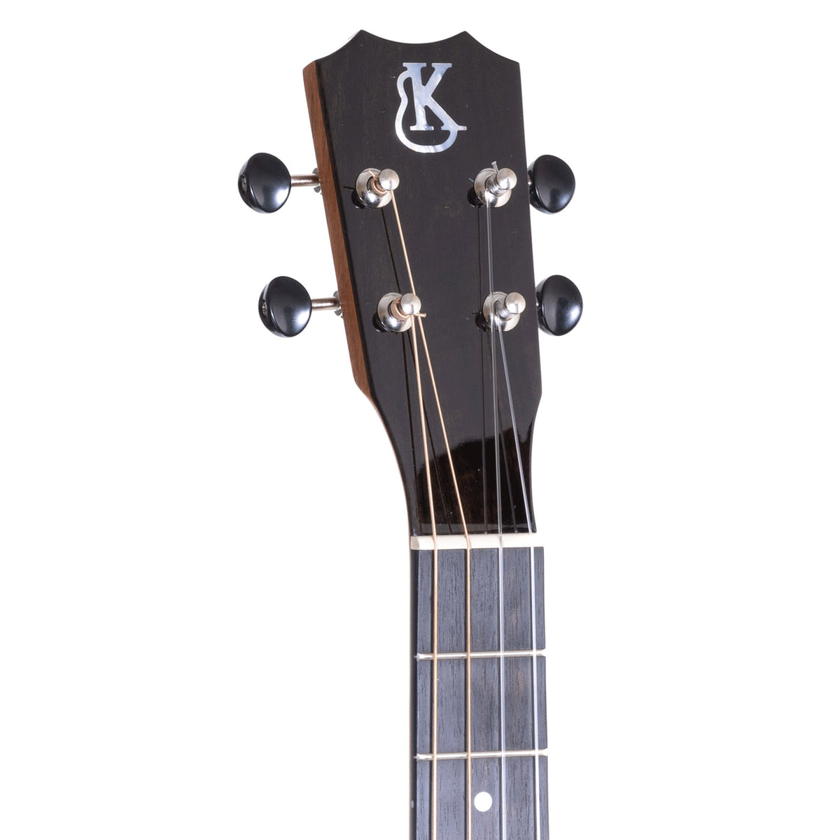 Example photo: Kanile'a K-1 Core Baritone ukulele, Crown headstock with mother-of-pearl logo and chrome tuners