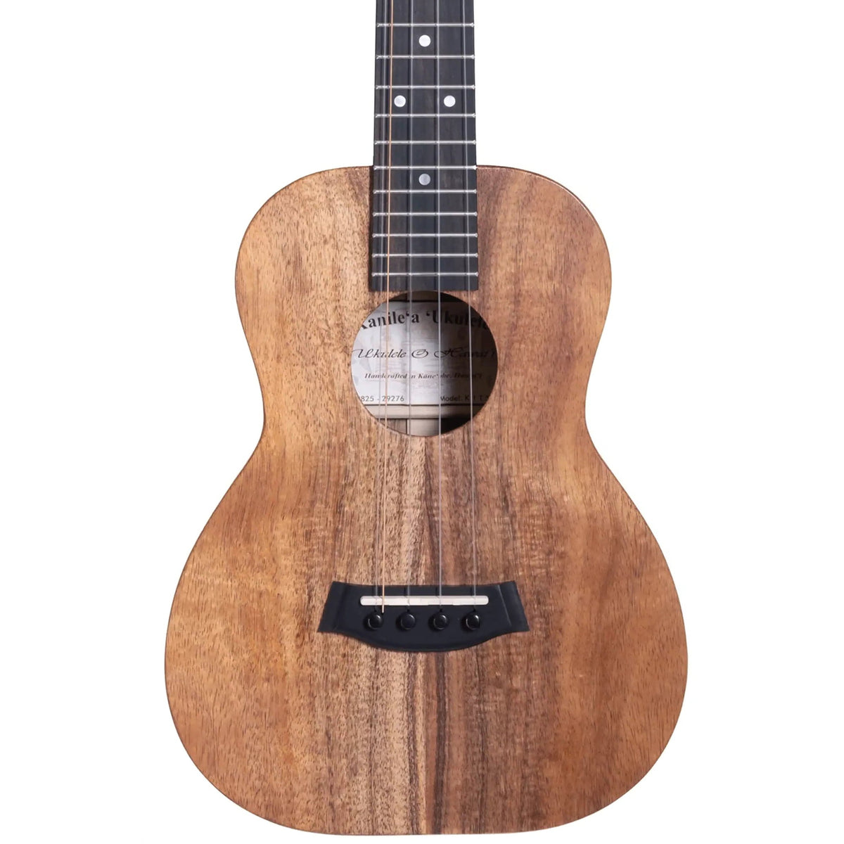 Example photo: an earlier Kanile'a K-1 Natural 5-string tenor, serial 29276, body front with Select Grade koa and natural satin finish