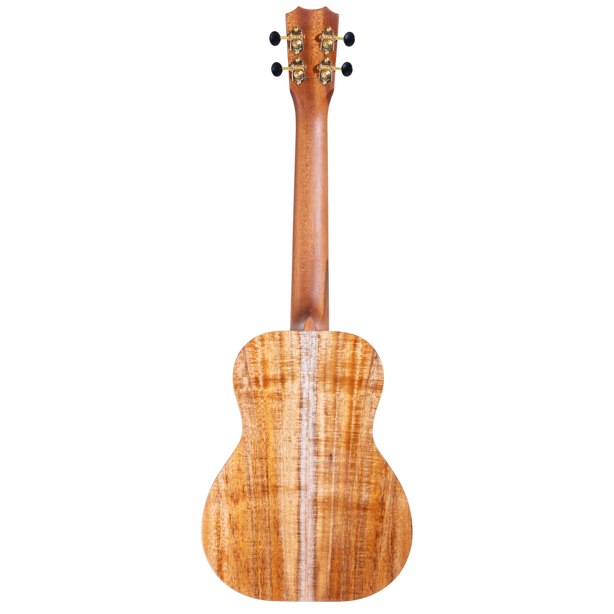 Full back view of Kanile'a KPA Pro tenor ukulele serial 30309 with koa back, mahogany neck and tuners