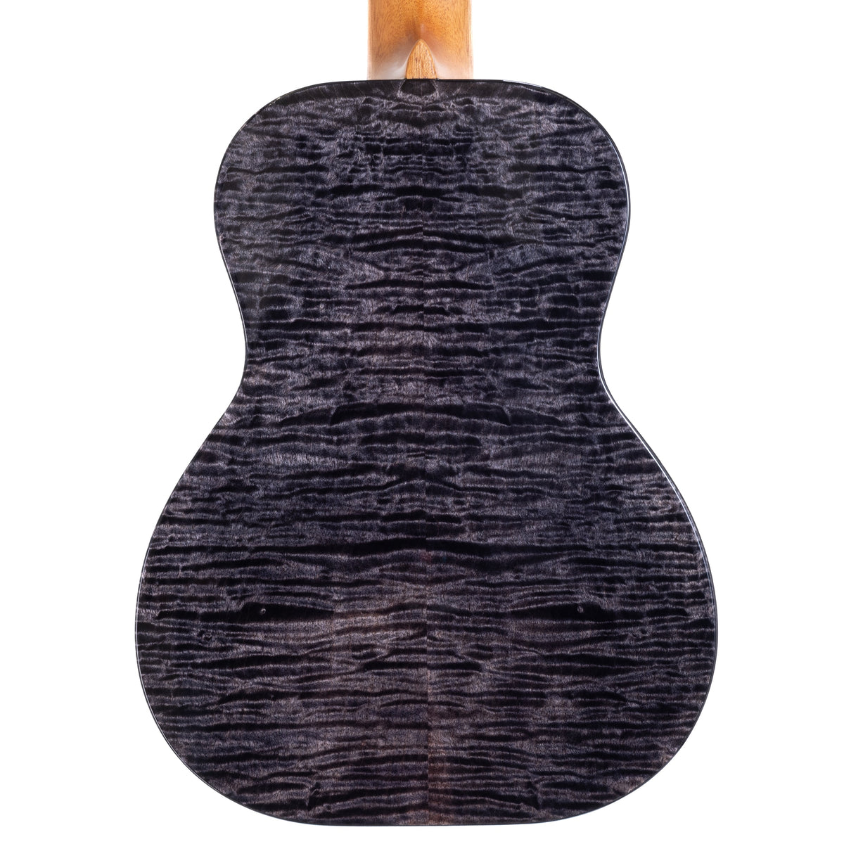 Example photo: a Kanile'a Pohaku Pro tenor, serial 29553, black-stained quilted maple back