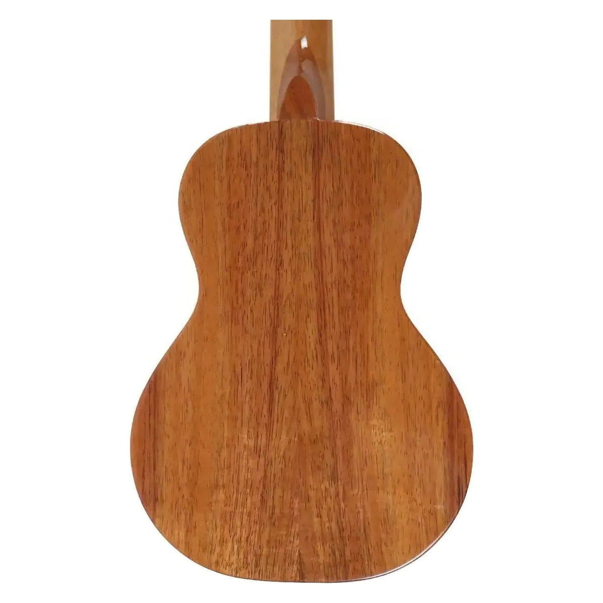Example photo: body back of a KoAloha solid koa concert ukulele (representative photo), showing the koa back grain