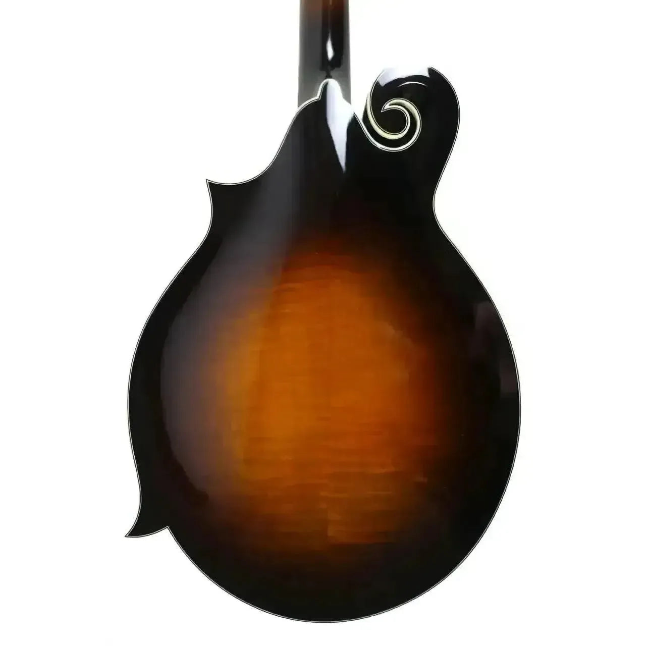 Kentucky KM-1500 F-Model mandolin back, Cremona sunburst flamed maple, with scroll.