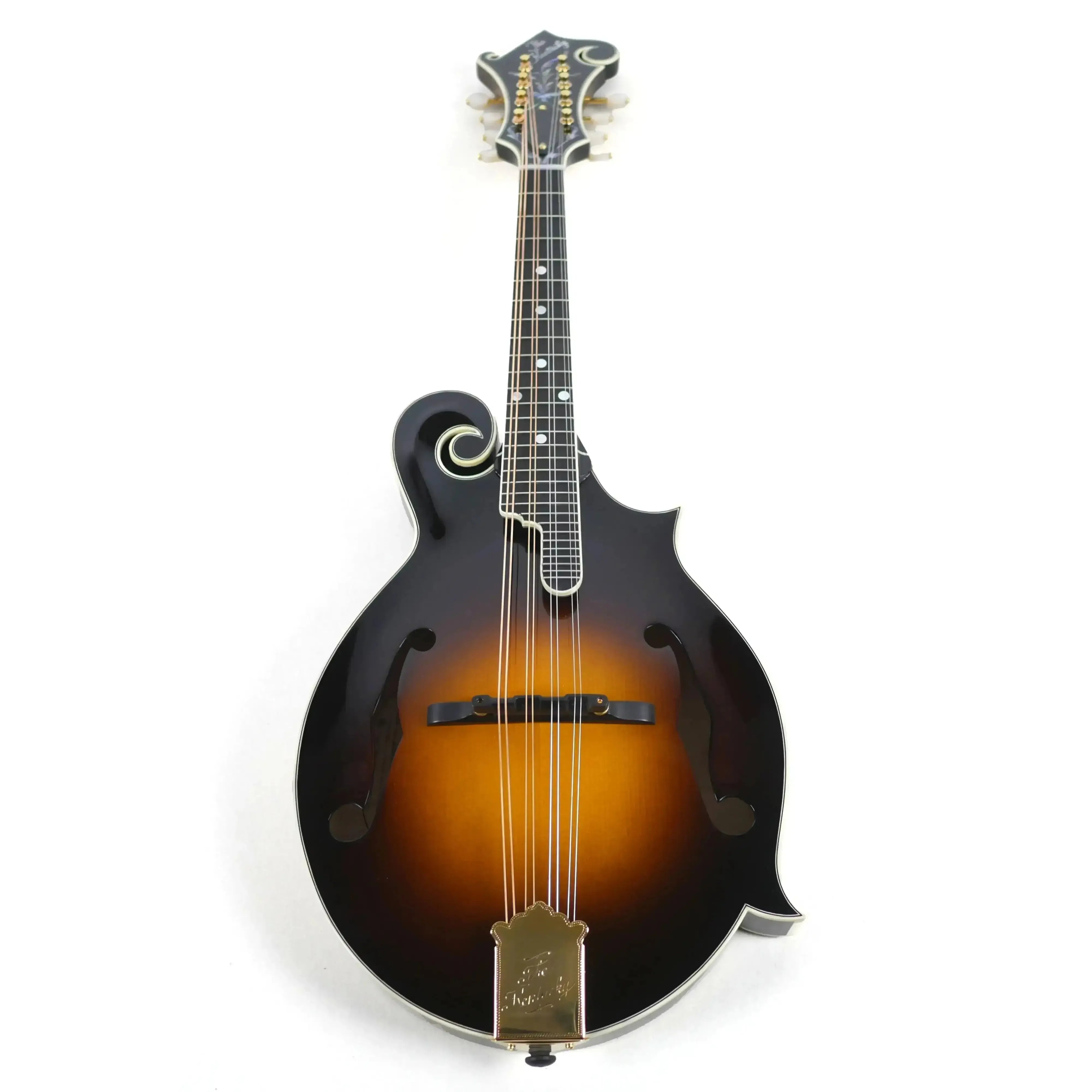 Kentucky KM-1500 F-Model Mandolin with Cremona sunburst finish, gold hardware, and ebony fretboard.
