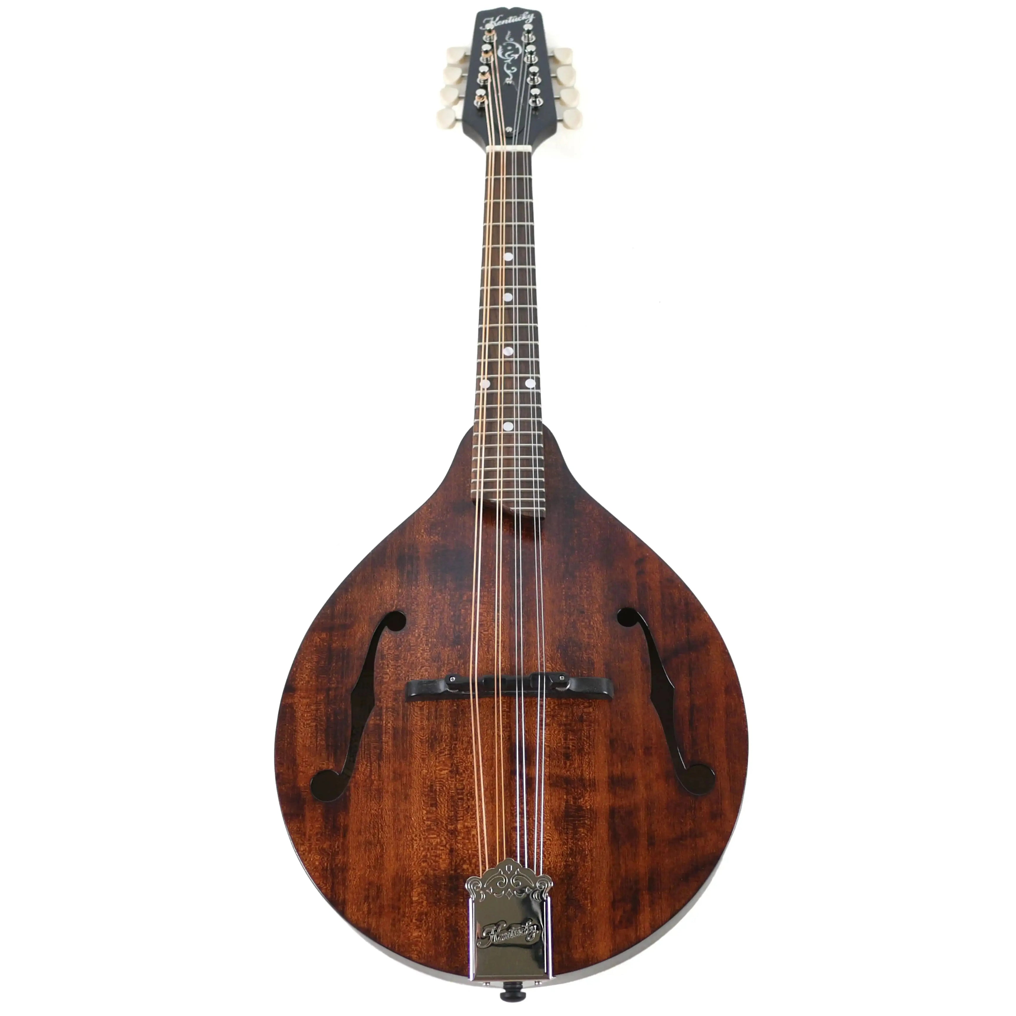 Kentucky KM-206 A-Model mandolin with satin brown finish, f-holes, and mother-of-pearl headstock inlay.