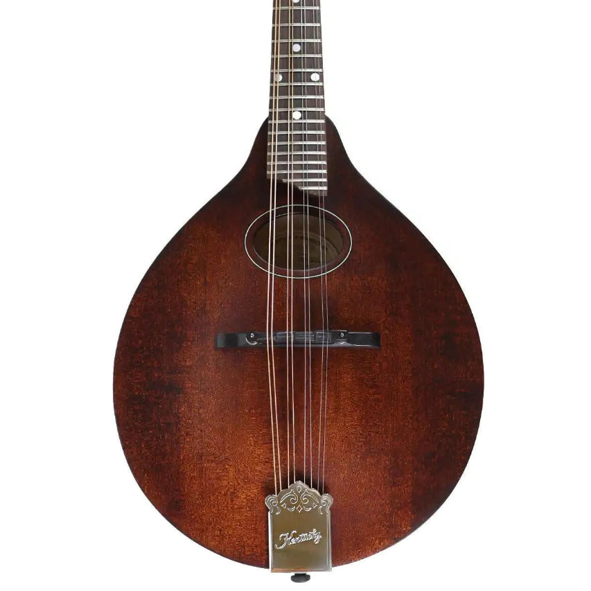 Kentucky KM-226 A-Model mandolin with satin brown finish, oval sound hole, and silver tailpiece.