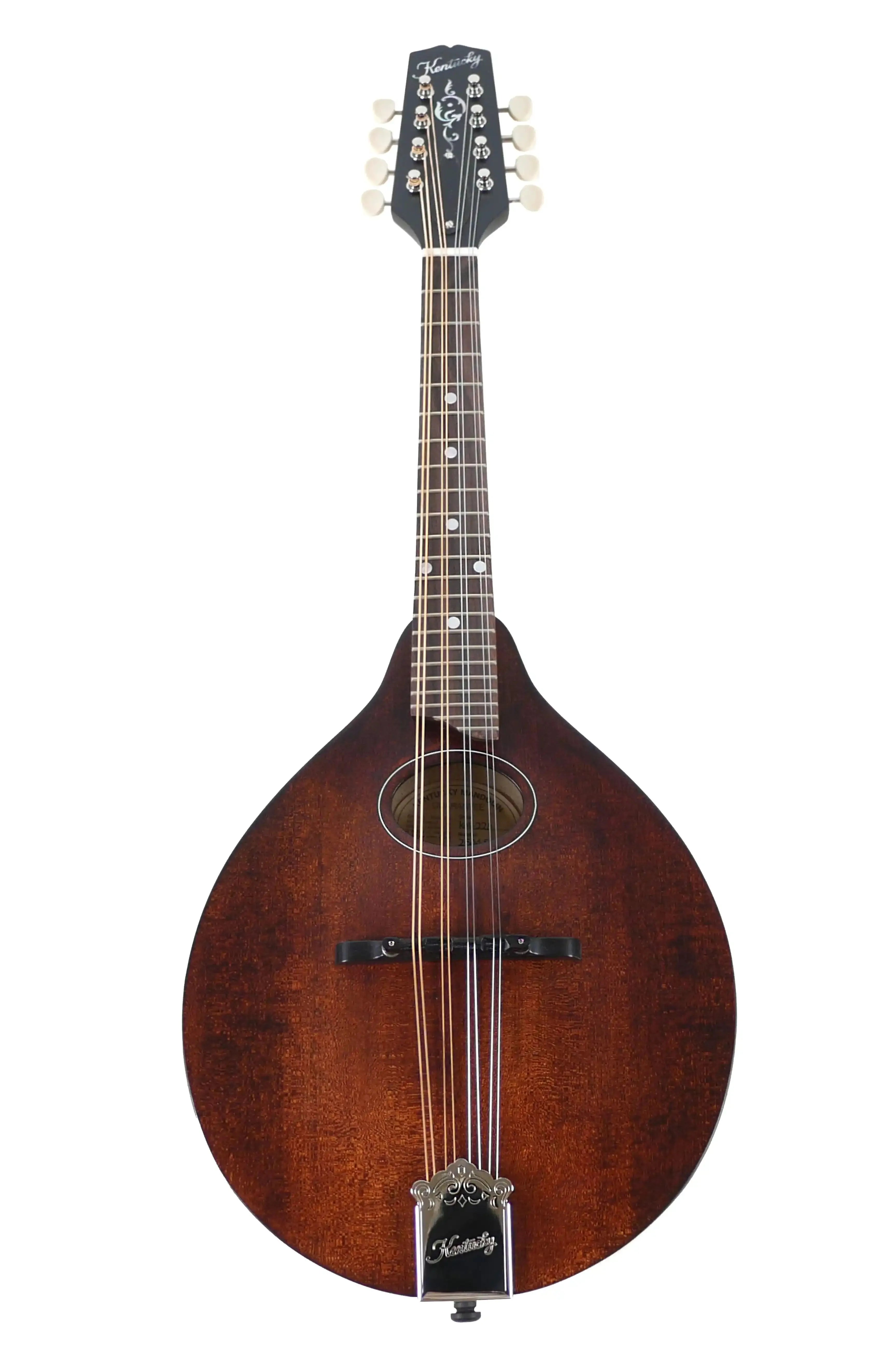 Kentucky KM-226 A-Model mandolin with satin brown finish, oval sound hole, and classic headstock.