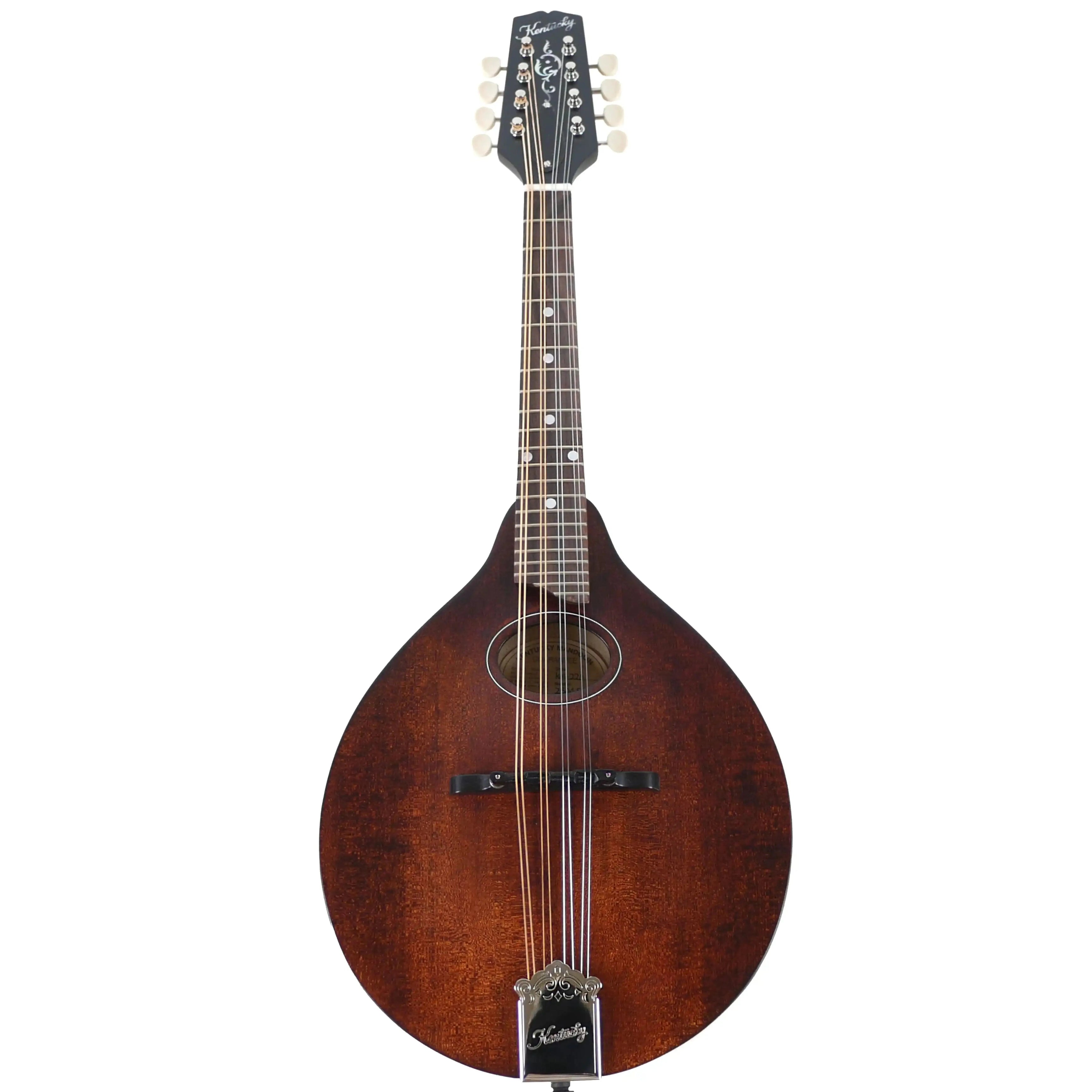 Kentucky KM-226 A-Model mandolin with satin brown finish, oval sound hole, and classic headstock.
