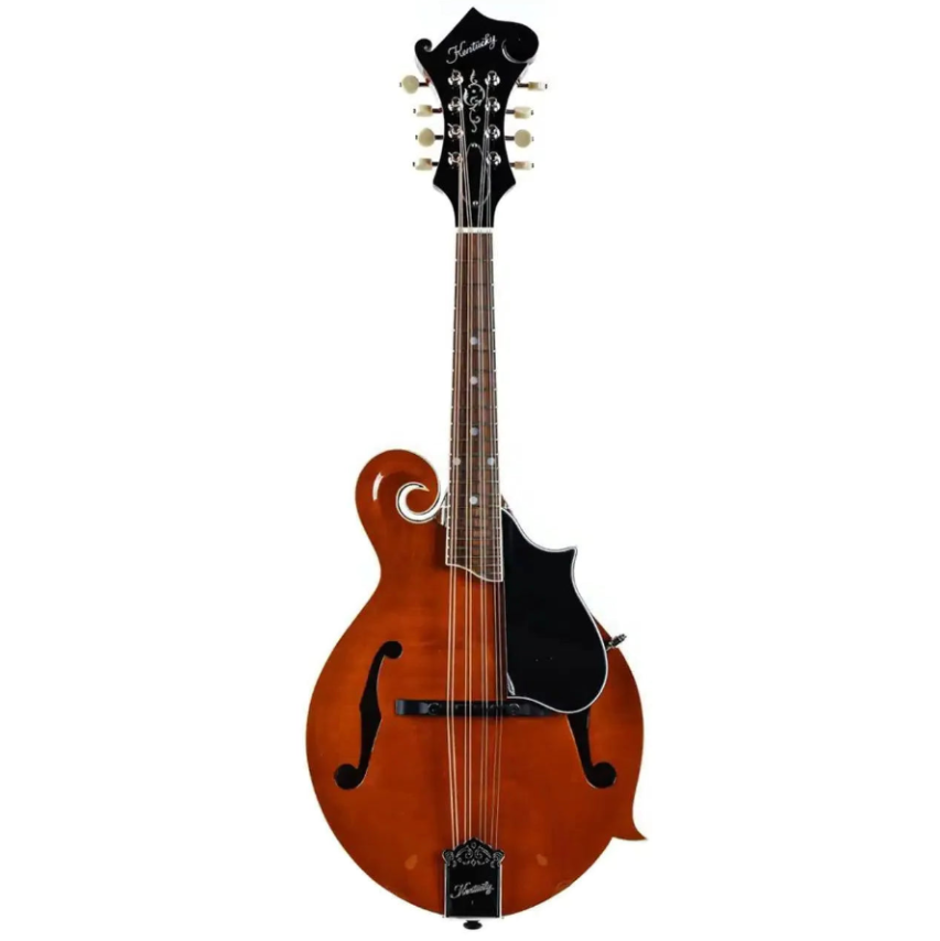 Kentucky KM-752 Amber Deluxe F-Model Mandolin with high-gloss finish, mother-of-pearl inlay.