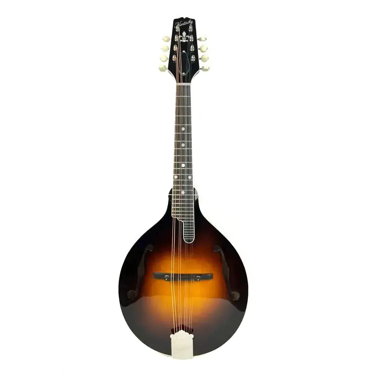 Kentucky KM-950 A-Model mandolin with traditional tobacco sunburst finish and white pearl logo.