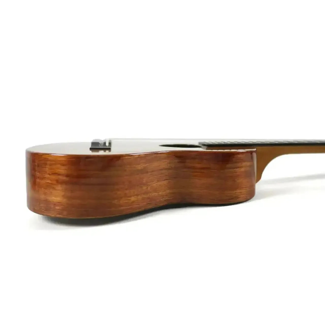 KoAloha KTM-00 gloss solid Hawaiian koa tenor ukulele body, showing its rich wood grain and sheen.