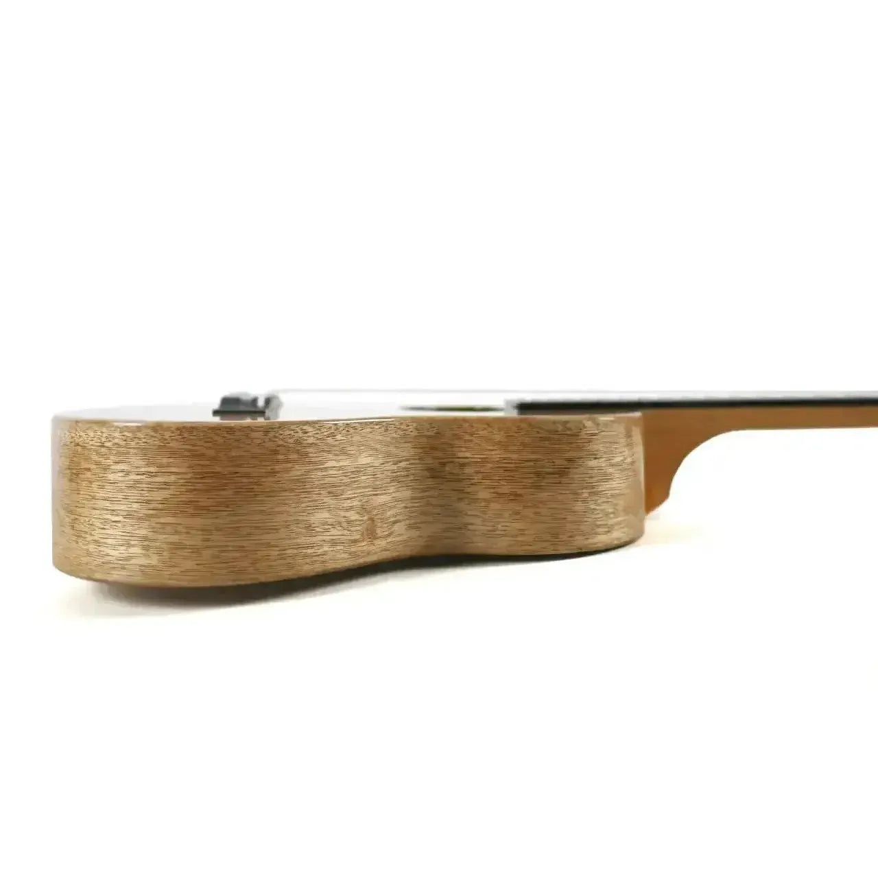 KoAloha KTM-00MG solid mango tenor ukulele body with high-gloss finish, side view.