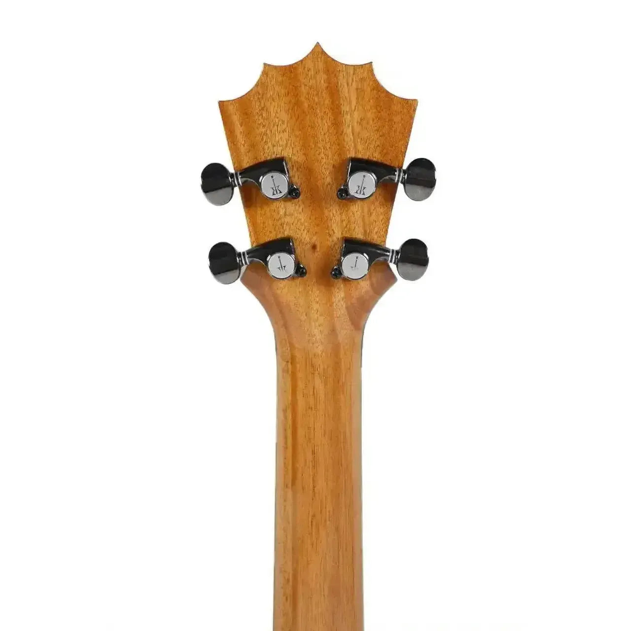 KoAloha KTM-00MG Tenor Ukulele headstock and mahogany neck with black tuners.