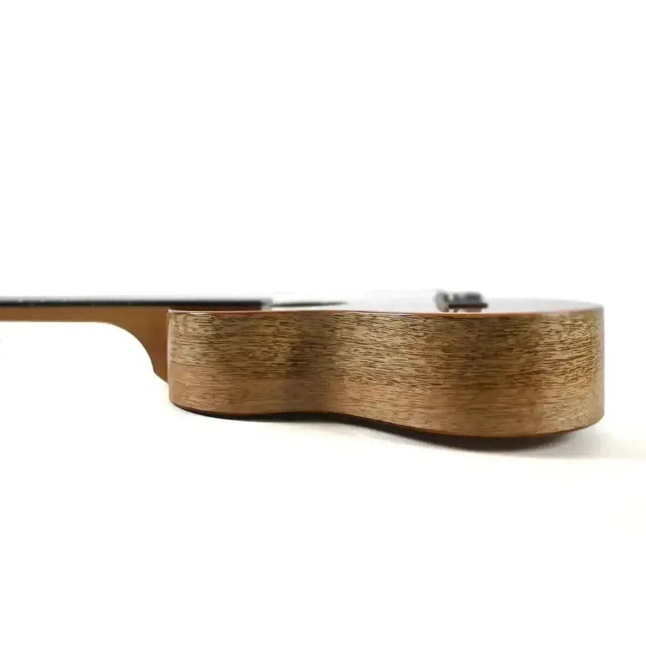 KoAloha KTNP-00 Naupaka Tenor Ukulele, side view, showing solid mango and Hawaiian koa wood grain.