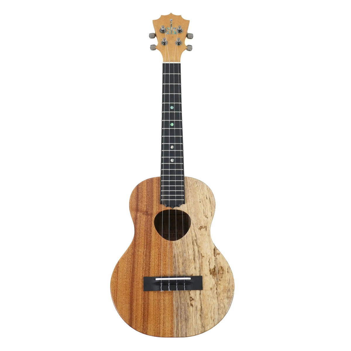 Example photo: KoAloha KTNP-10 Naupaka satin tenor ukulele, full front view from headstock to the half solid Hawaiian koa and half solid mango body (an earlier KTNP-10; the wood grain on yours will differ)