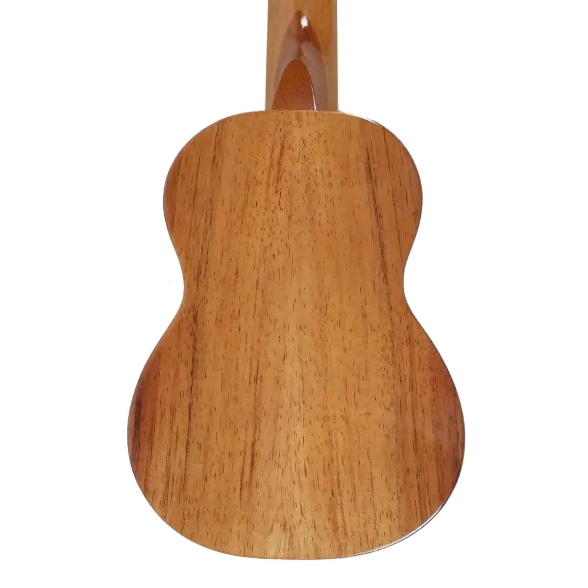 Example photo: body back of a KoAloha KSM-T2 gloss solid koa soprano, shown as an example for the satin KSM-12