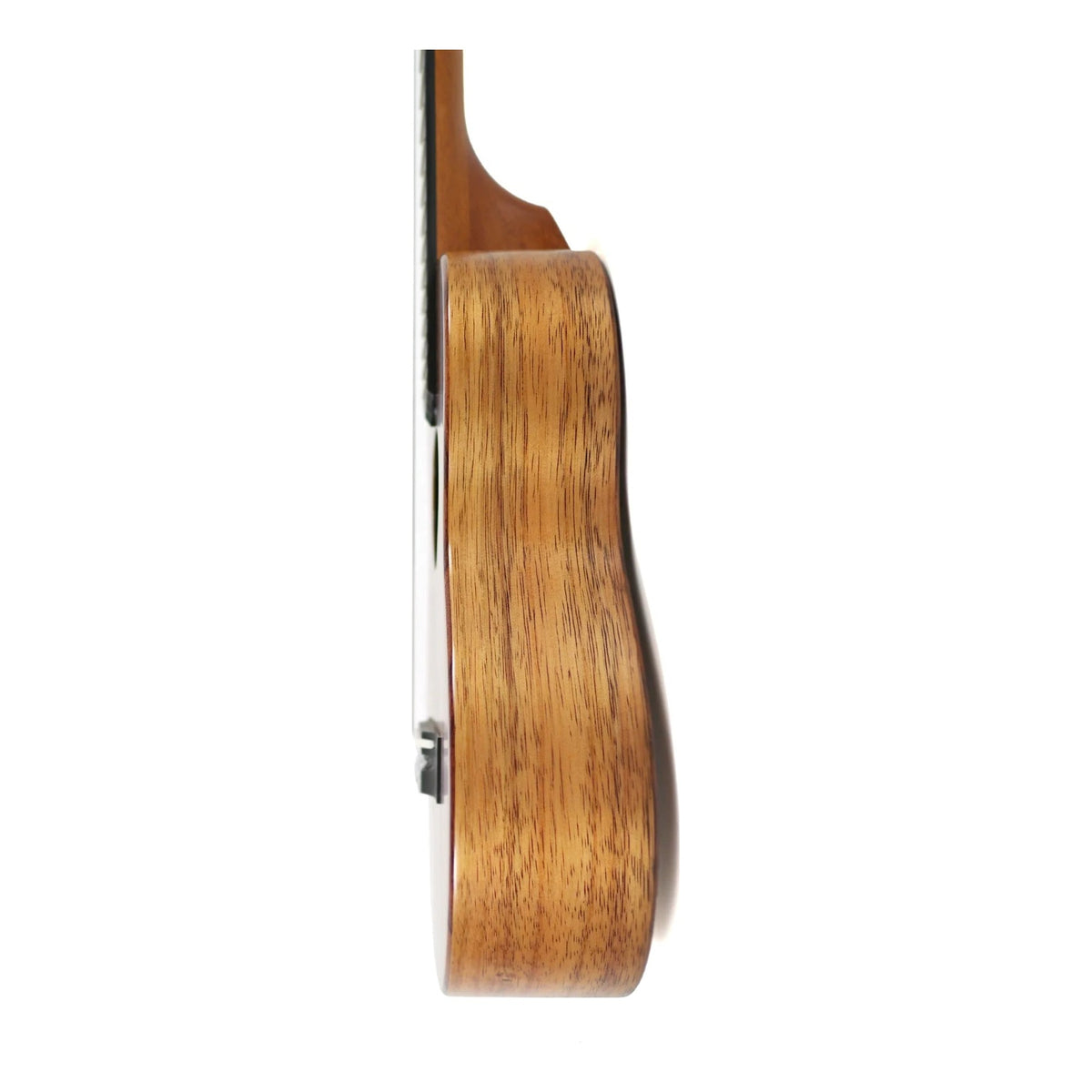 Side view of the KoAloha KTM-16 Imaikalani 6-String Tenor Ukulele #1, showing the satin koa body depth