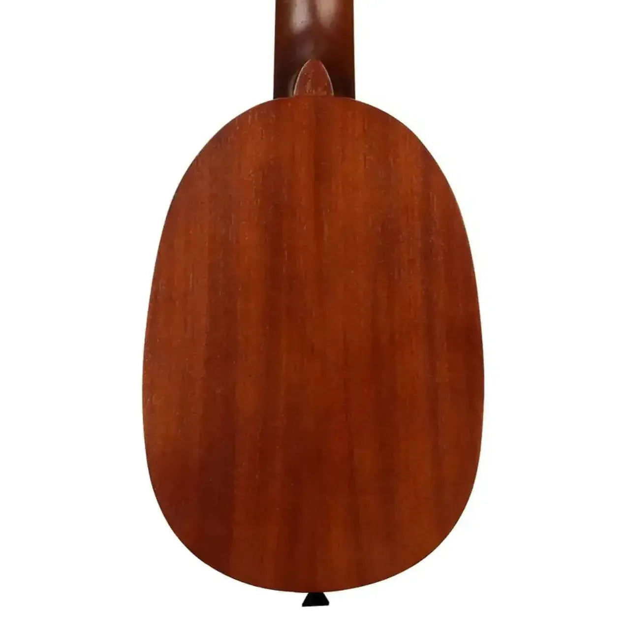 Makala MK-P Mahogany Pineapple Soprano Ukulele, back view, showing its warm brown wood grain and satin finish.