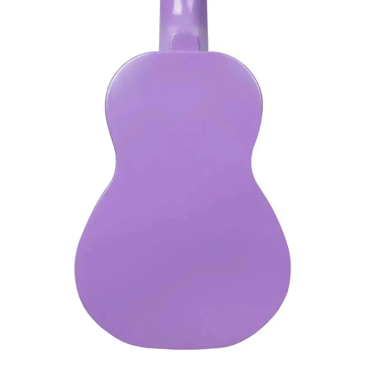 Back of a Makala MK-SS/PUR Purple Soprano Ukulele with a sleek matte finish and composite back.