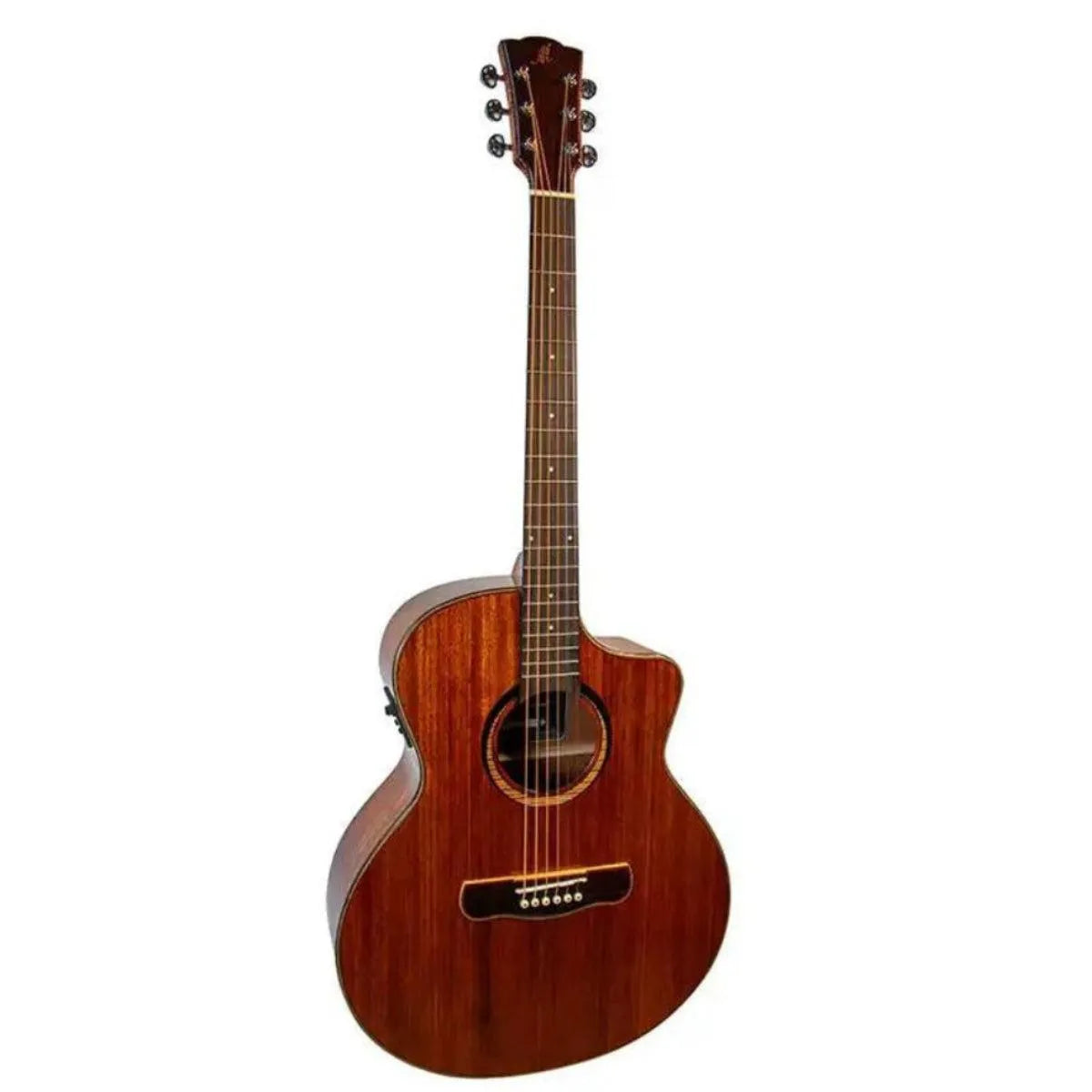 Mérida C15CS-EQ Grand Concert acoustic-electric guitar with solid mahogany top, natural high gloss finish, and Venetian cutaway.