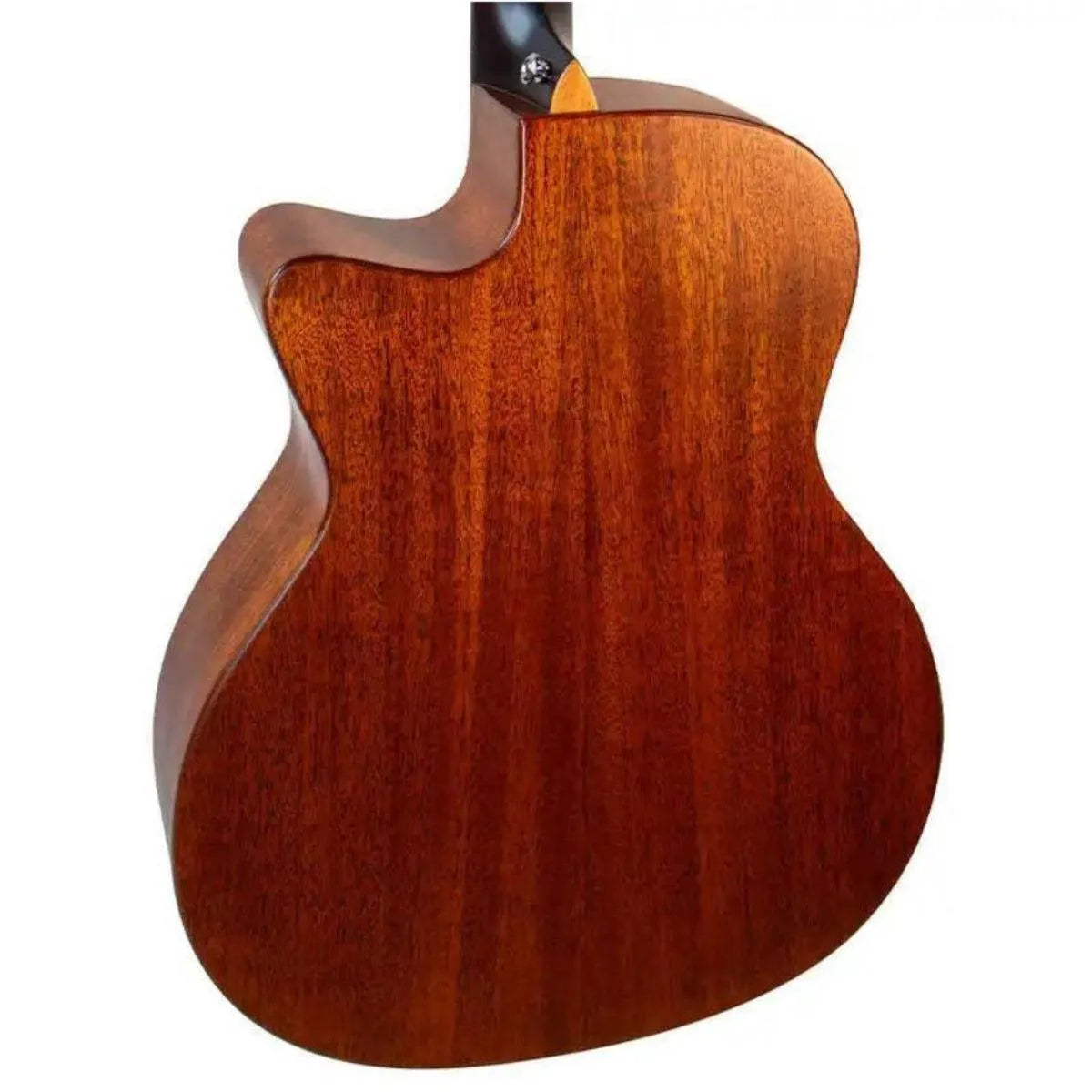 Mérida C25NGAC-EQ acoustic-electric guitar back, showing solid African mahogany with a matte finish.