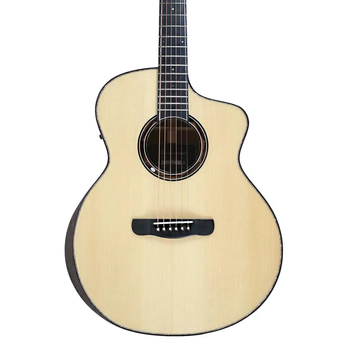 Mérida COBRA-EQ Grand Concert acoustic-electric guitar with light spruce top and dark fretboard.