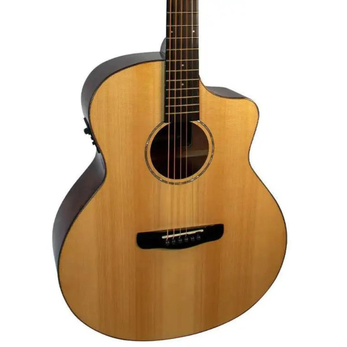 Mérida DG20BMCS-EQ Grand Concert acoustic-electric guitar with solid spruce top, cutaway, and natural finish.