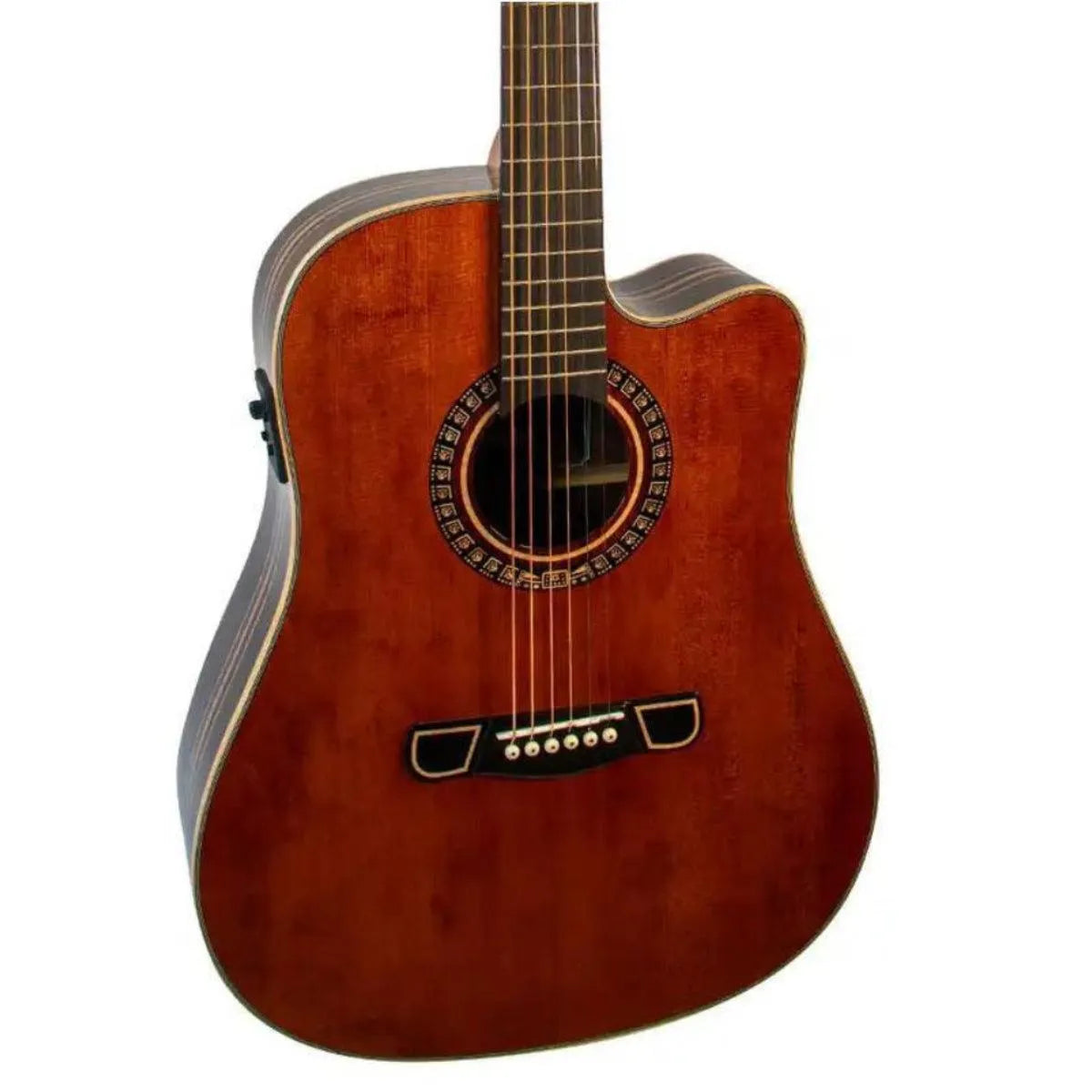 Mérida E1DC-EQ Dreadnought acoustic-electric guitar with a torrefied spruce top, rosewood back, and Venetian cutaway.