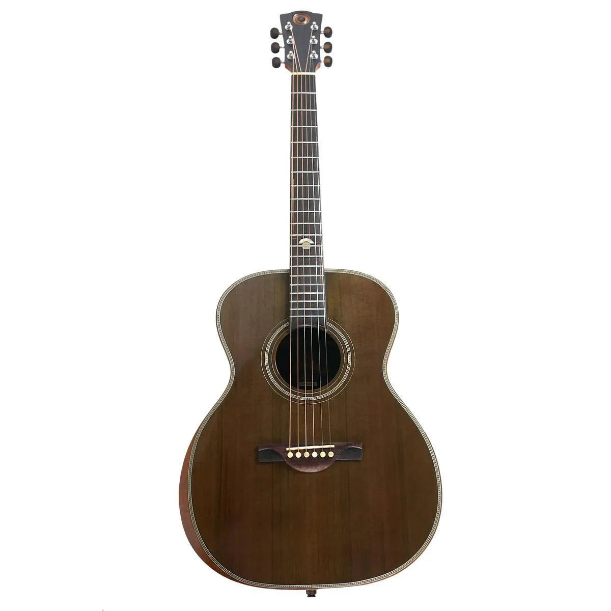 Mérida EMPRESS Orchestra Acoustic-Electric Guitar with dark cedar top and rosewood body, high-gloss finish.