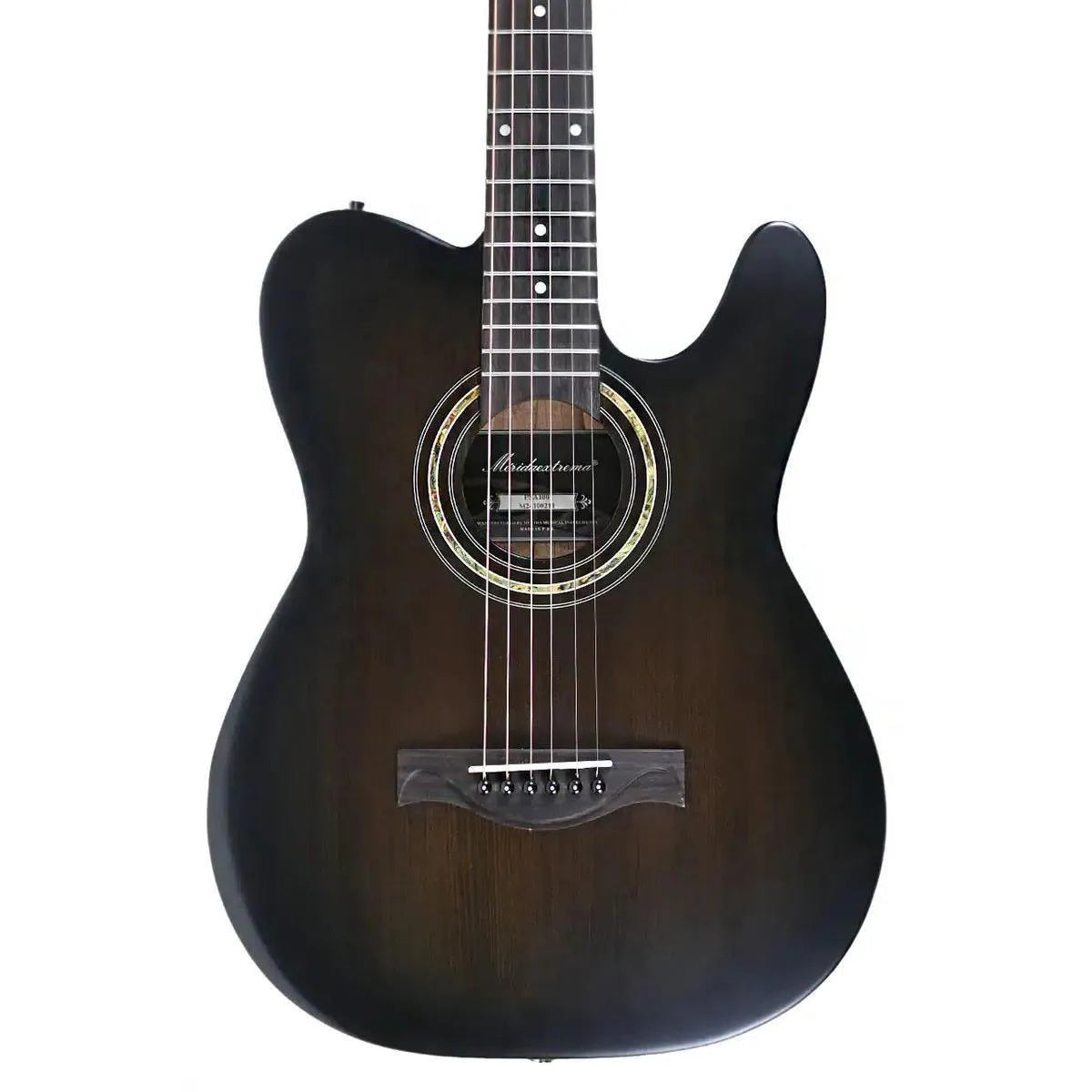 Mérida PSA-100-TS solid torrefied spruce stage electric guitar with dark matte finish.