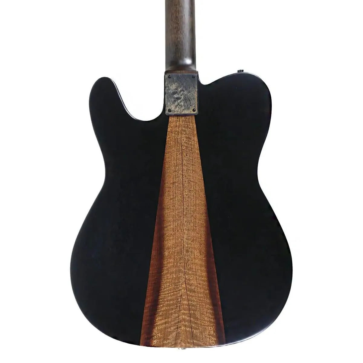 Mérida PSA-100-TS electric guitar back with black body and triangle flamed mahogany.