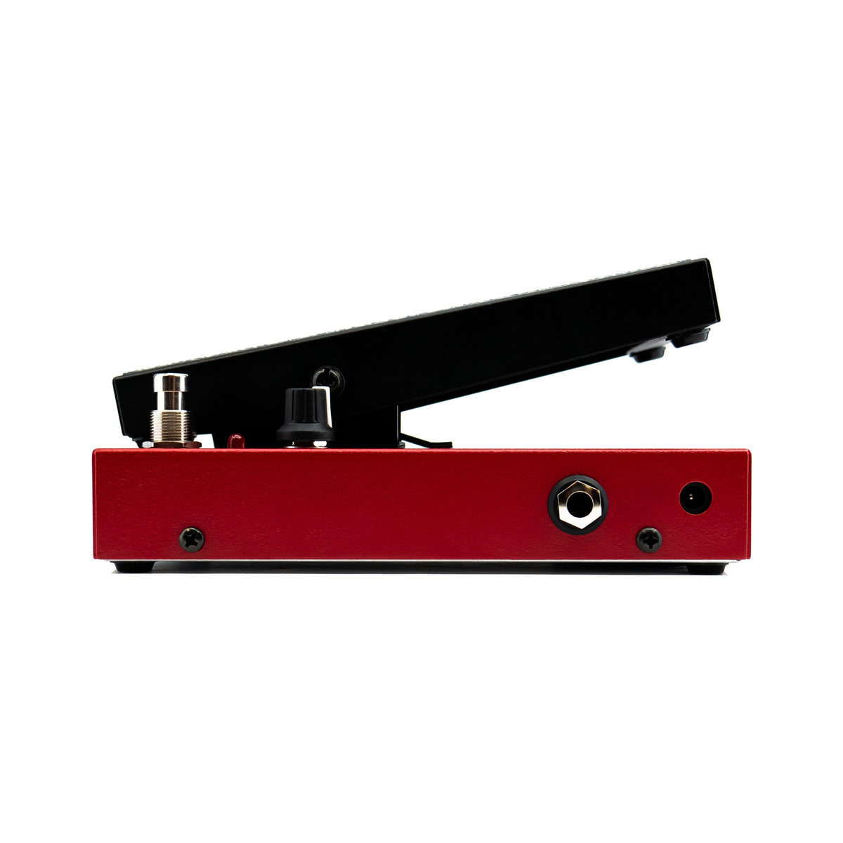 Morley 20/20 Bad Horsie Wah right side profile with input jack and 9V power jack