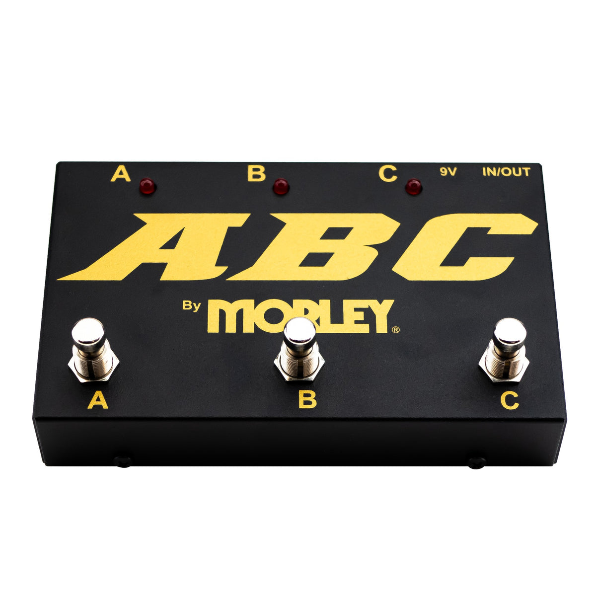 Morley Gold Series ABC angled view showing footswitches A, B and C