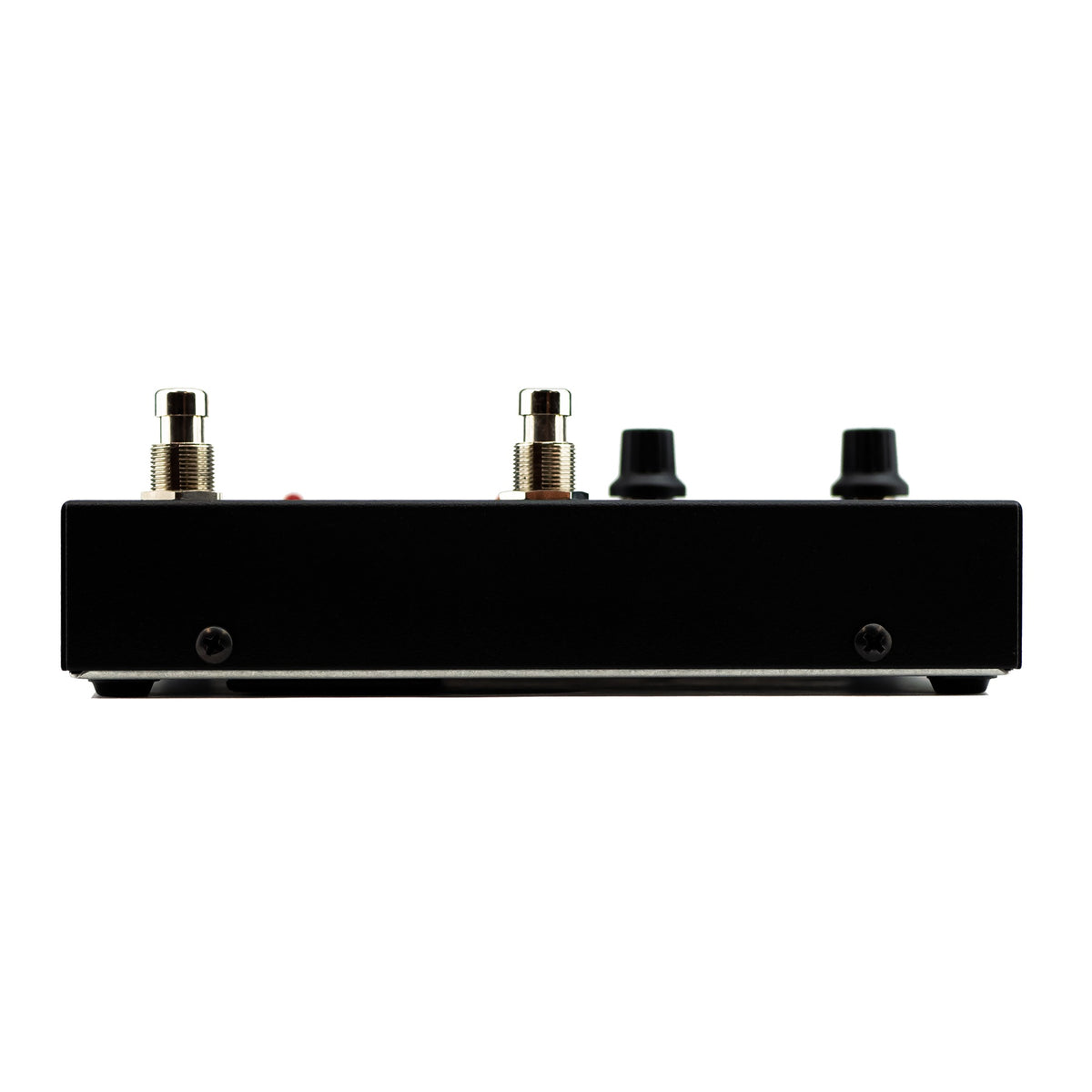 Morley Gold Series ABY MIX front edge view with footswitches and knobs