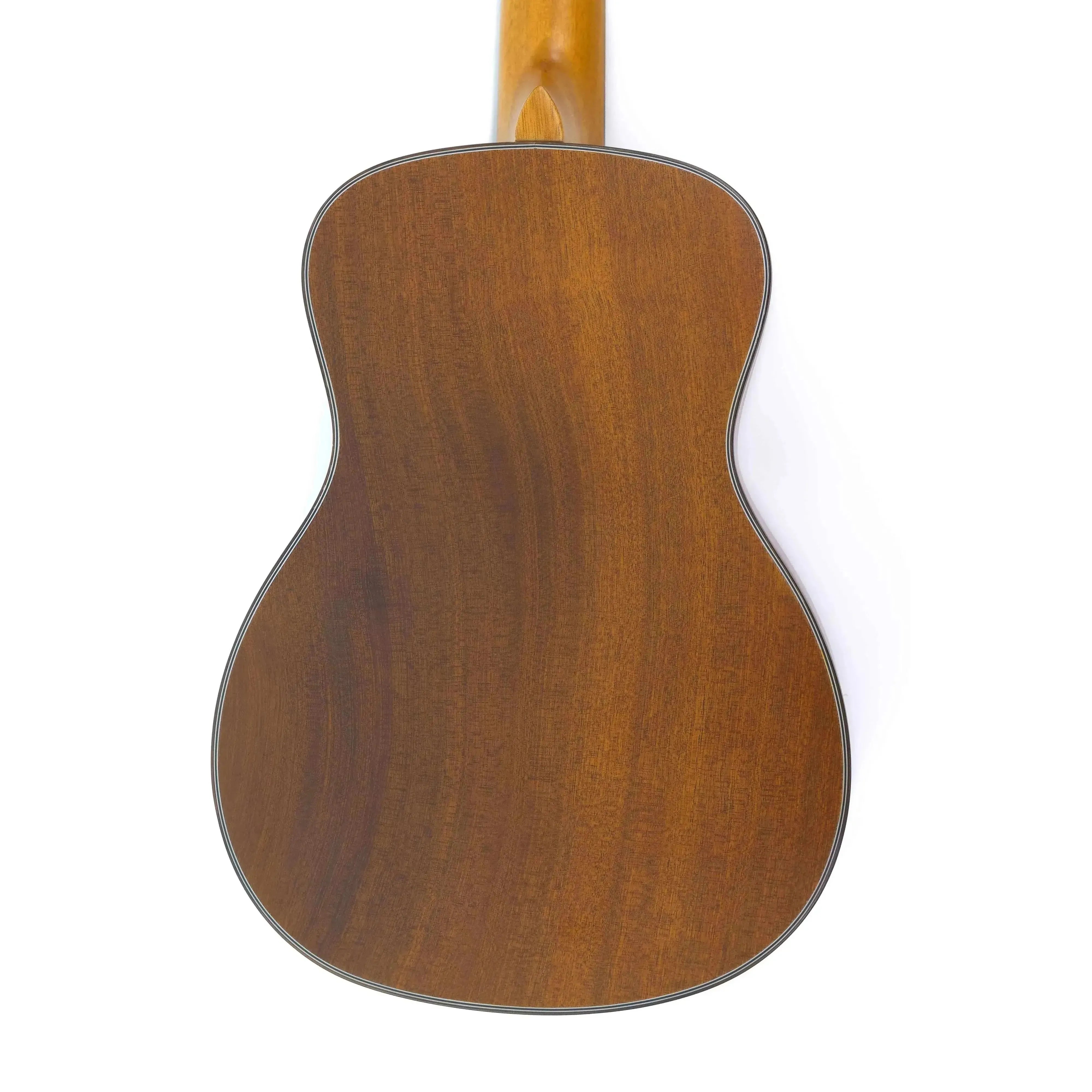 Back of an Ohana BK-35 Baritone Ukulele with solid mahogany wood and satin finish.