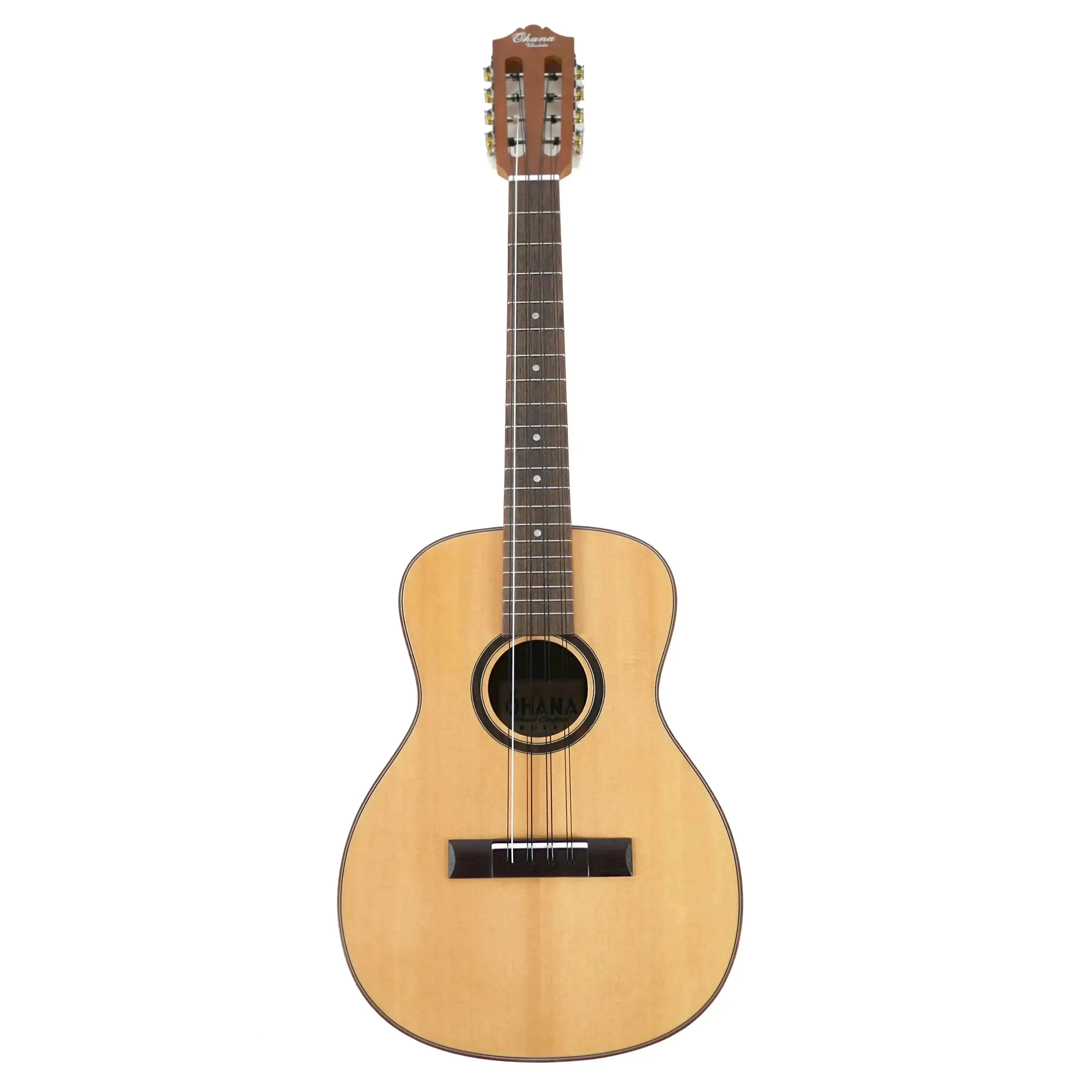 Ohana BK-70-8 8-string baritone ukulele with solid spruce top, mahogany back, and slotted headstock.