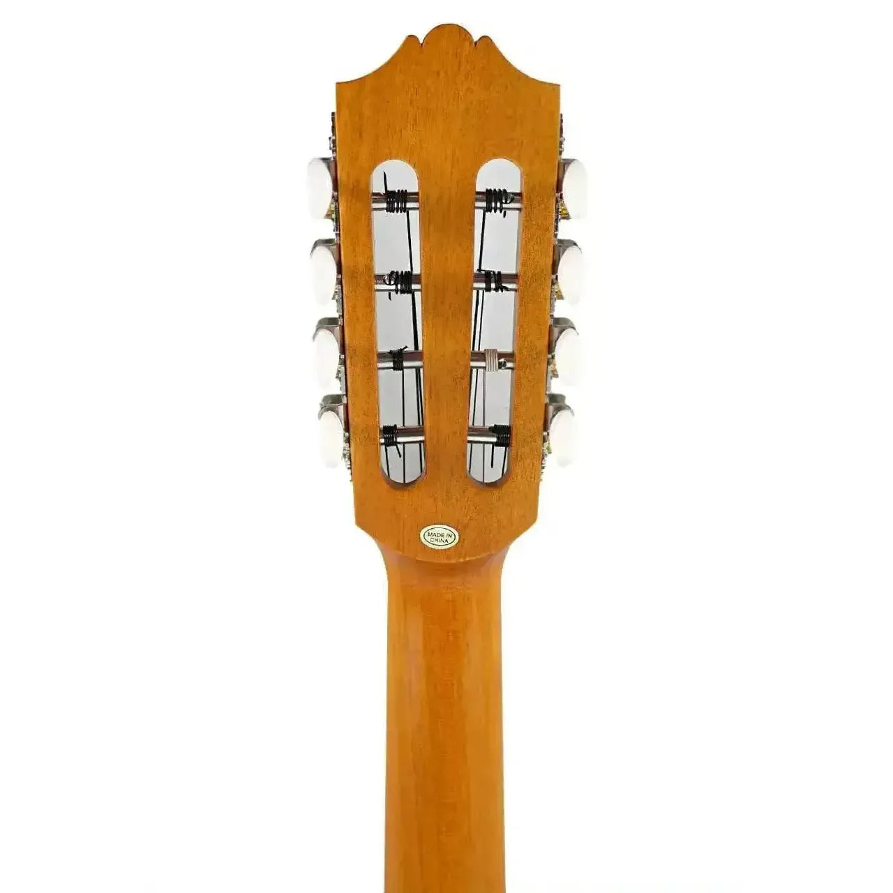 Ohana BK-70-8 8-string baritone ukulele headstock with slotted design and white tuning pegs.