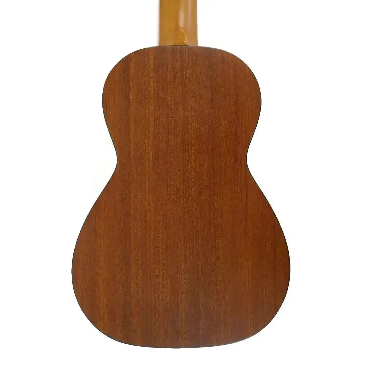 Back of an Ohana CK-14E-CL Concert Ukulele, showing its mahogany laminate body with a satin finish.