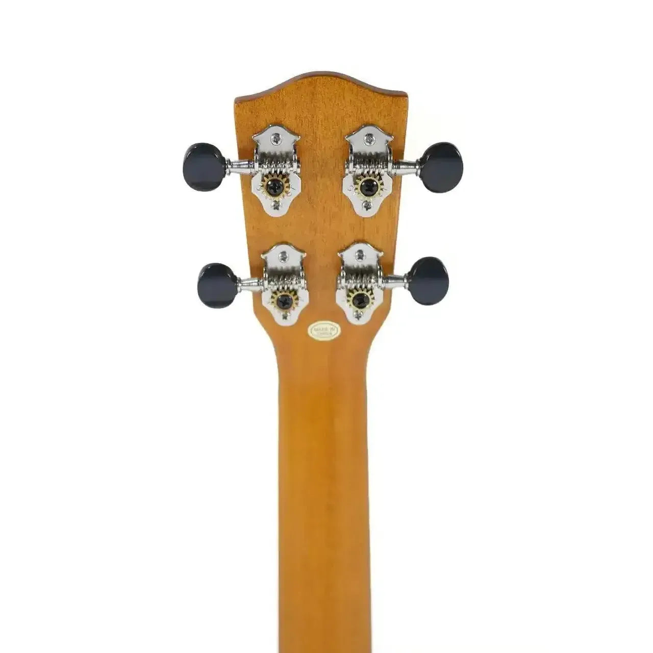 Ohana CK-14E-CL Concert Ukulele mahogany headstock with Grover tuners and Cynthia Lin's signature.