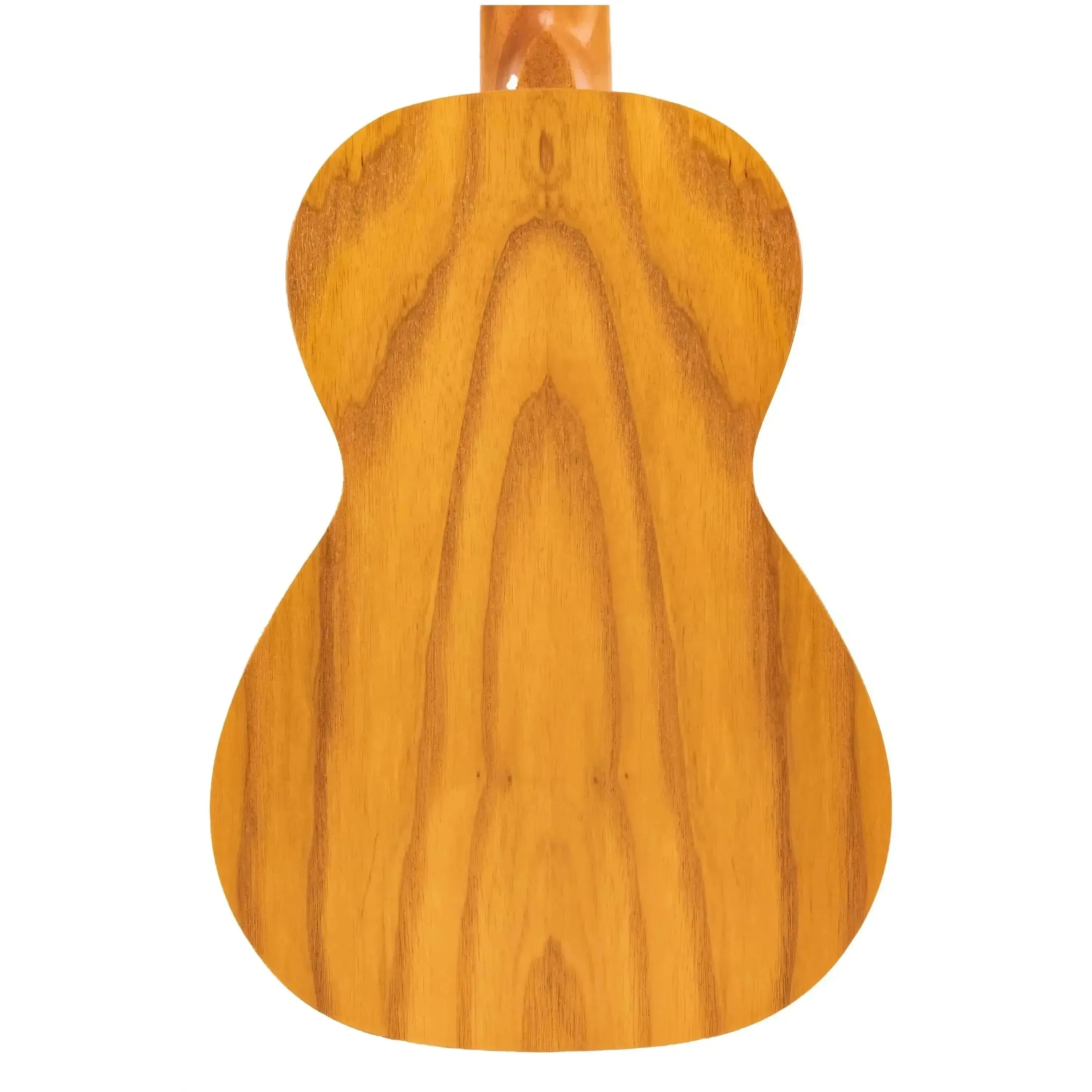 Back of Ohana CK-15W Concert Ukulele, showing light brown willow wood grain and satin finish.