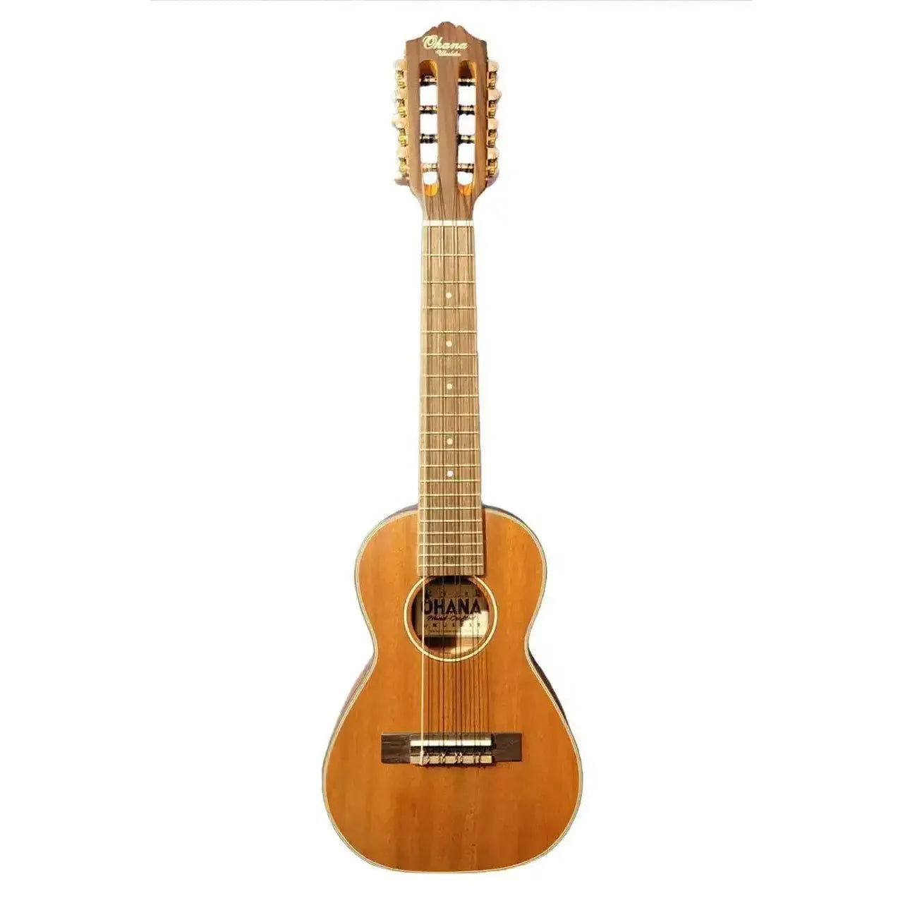 Ohana CK-35-8 8-string concert ukulele, solid mahogany with satin finish and antique open-geared tuners.