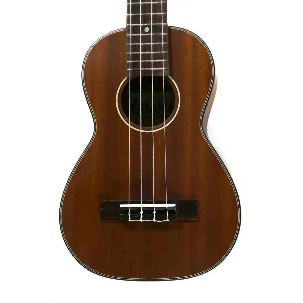Ohana CK-35L longneck concert ukulele with solid mahogany body, satin finish, and white/black/white purfling.