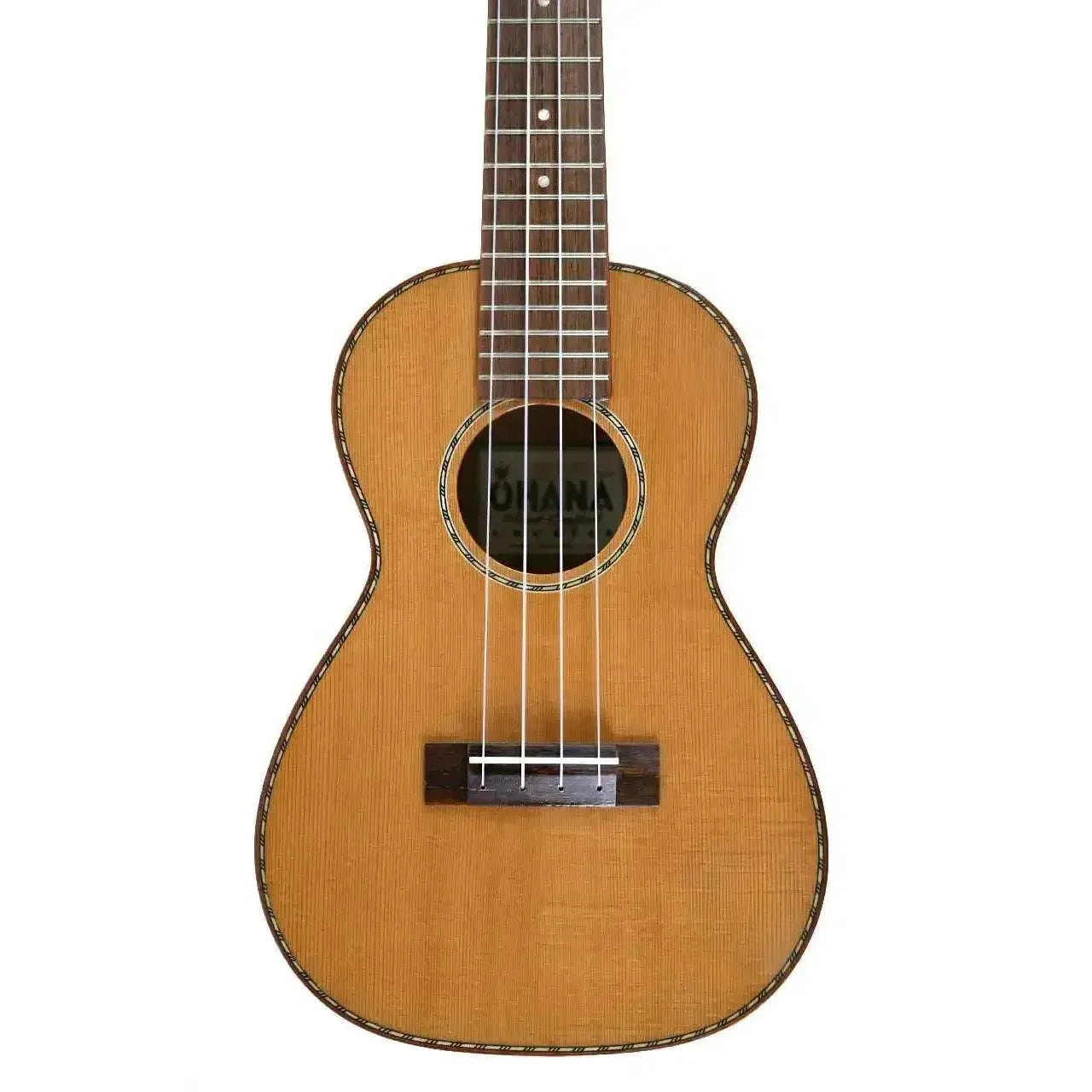 Ohana CK-50WG Concert Ukulele with solid cedar top, willow back, gloss finish, and rope purfling.