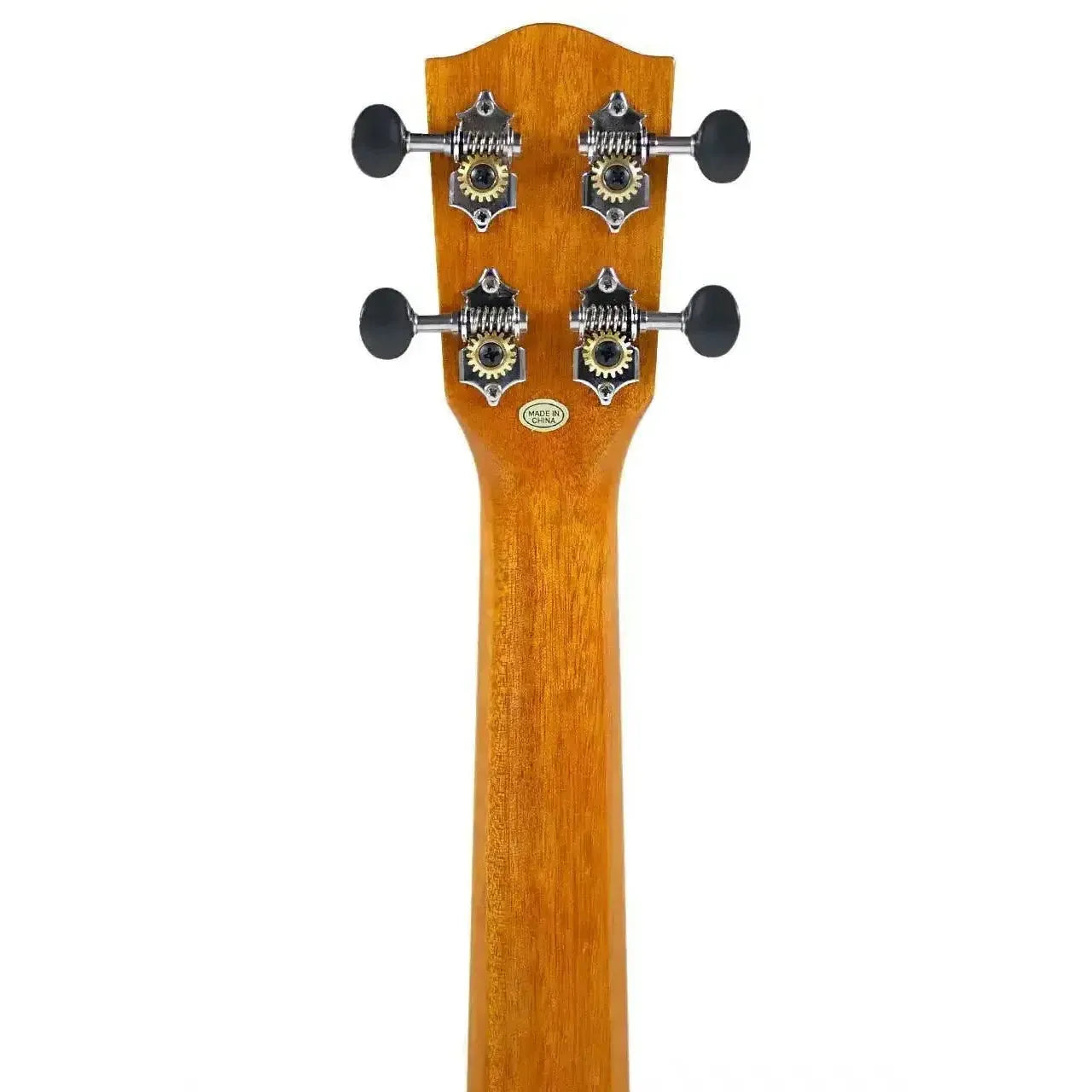 Back of Ohana CK-50WG Concert Ukulele headstock and neck, showing Grover tuners with black buttons.