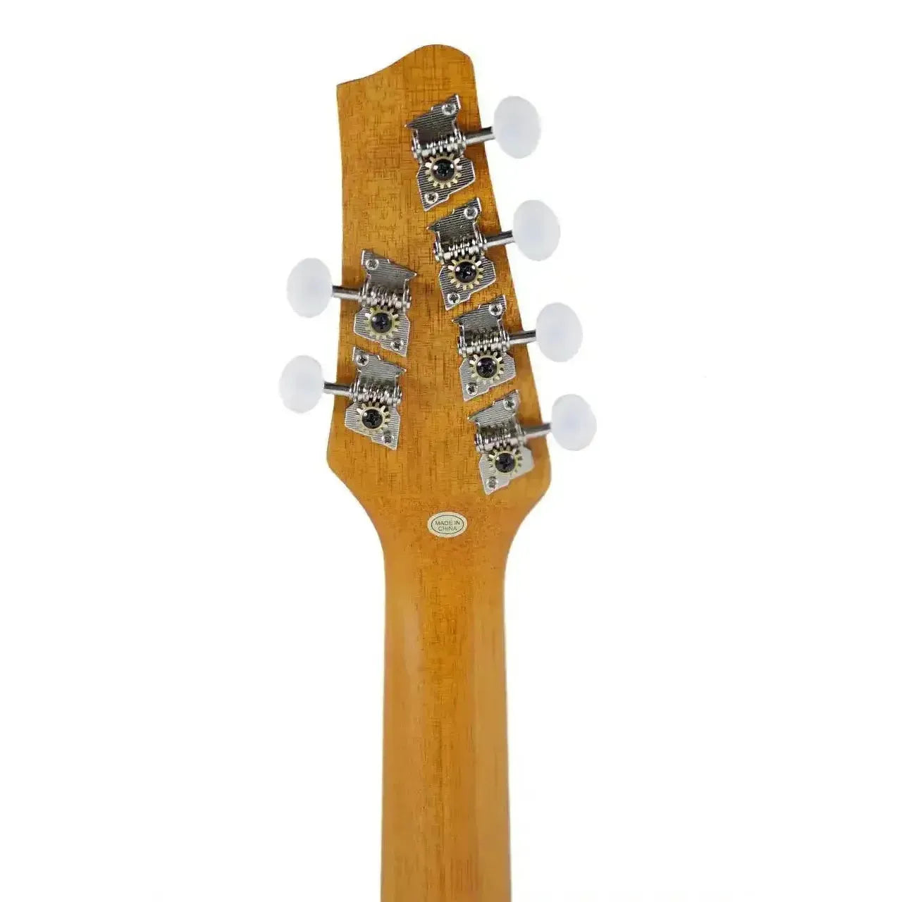 Back of Ohana CK-70-A6 6-String Concert Ukulele headstock with open slotted design and tuning pegs.