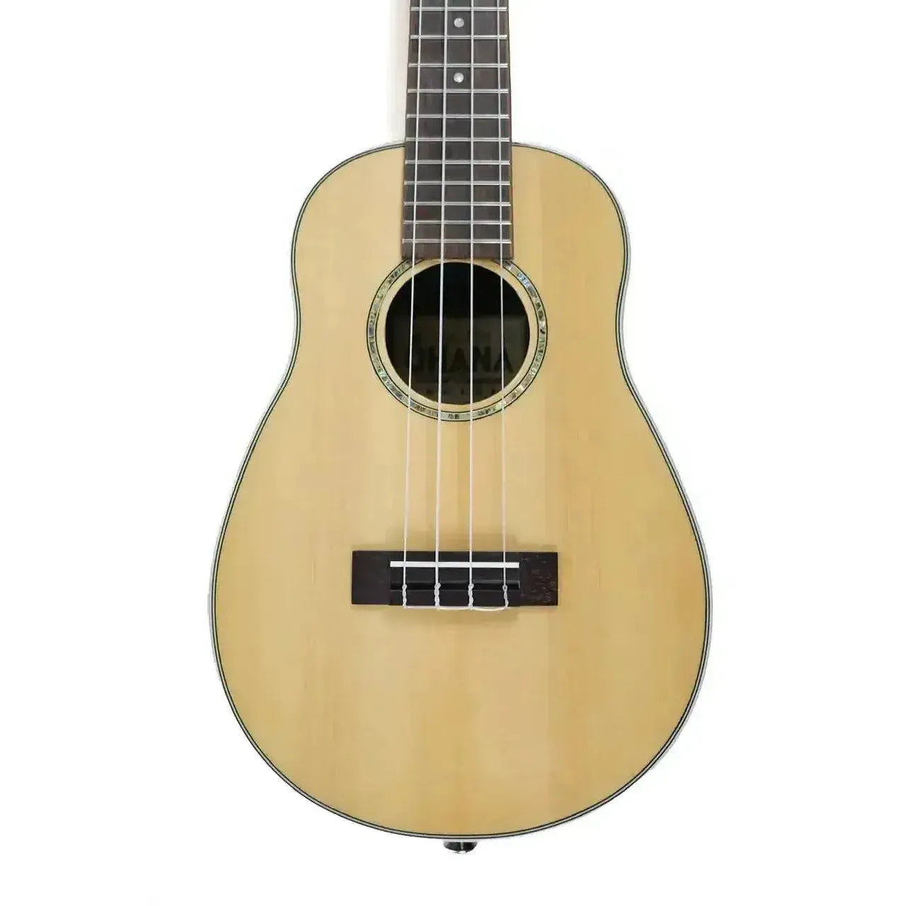 Ohana CK-70RB Concert Ukulele with solid spruce top, cream binding, and dark fretboard.